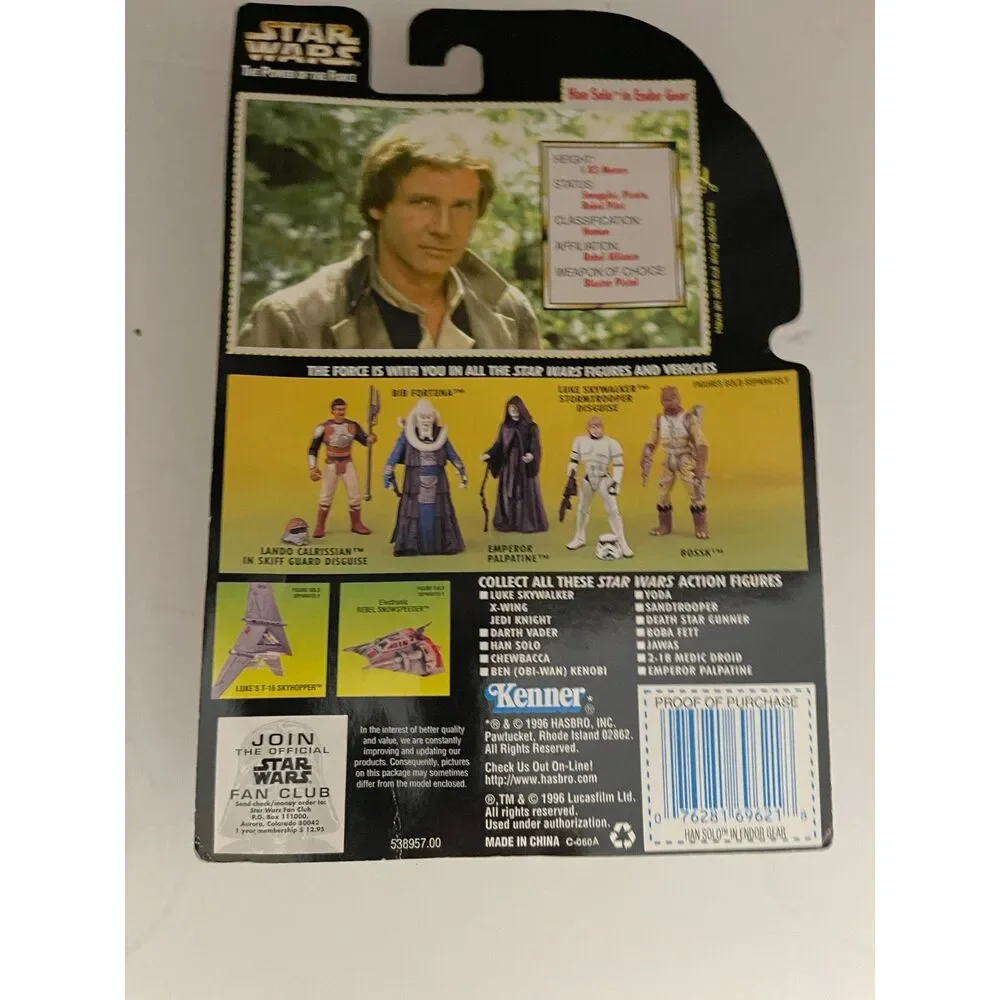 VTG Star Wars Power of the Force Han Solo in Endor Gear Action Figure Toy 1990s